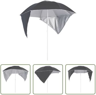 Strandparasol - Antraciet - 190 x 202/218 cm - UV-bescherming - Waterbestendig - Met Luchtventilatie - Grijs