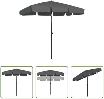 Strandparasol - Polyester - 200 x 125 cm - Kantelend - Antraciet Grijs