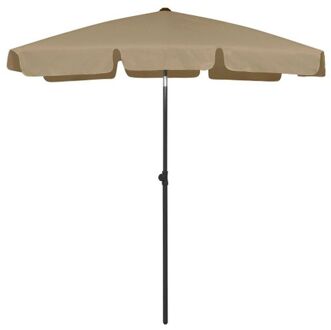 Strandparasol - UV-beschermend polyester - Stevige baleinen - Geschikt voor parasolgat - Kantelbaar - Taupe