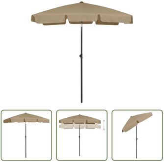 Strandparasol - UV-beschermend polyester - Stevige baleinen - Geschikt voor parasolgat - Kantelbaar - Taupe