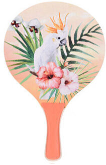 Strandsporten beachball set met tropische print oranje handvat 41 cm