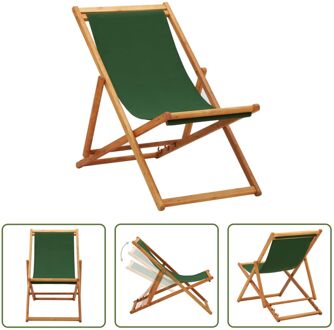 Strandstoel Groen - Verstelbaar en Inklapbaar - Houten Frame - 60x112/119/127 cm - 3 Standen