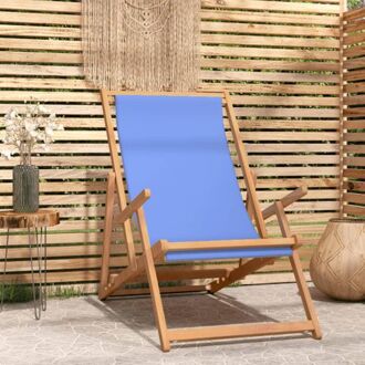 Strandstoel Inklapbaar - Blauw - 60 x 126 x 87.5 cm - Teakhout - Comfortabel