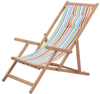 Strandstoel inklapbaar stof en houten frame meerkleurig Multicolor