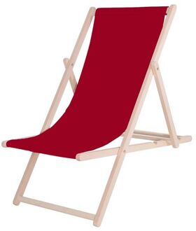 Strandstoel - Verstelbaar - Beukenhout - Hangemaakt - Bordeaux Rood