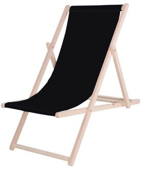 Strandstoel - Verstelbaar - Beukenhout - Hangemaakt - Zwart