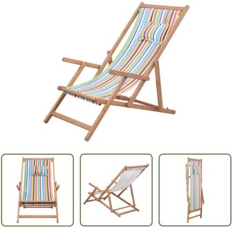 Strandstoel - Verstelbaar - Houten frame - Meerkleurig - 60x112/119/127cm - Eucalyptushout - Polyester Multikleur