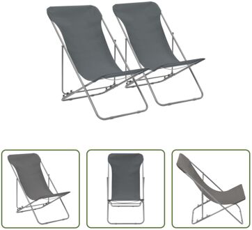 Strandstoelen - Grijs - 75 x 57 x 99 cm - Inklapbaar - 2 stuks