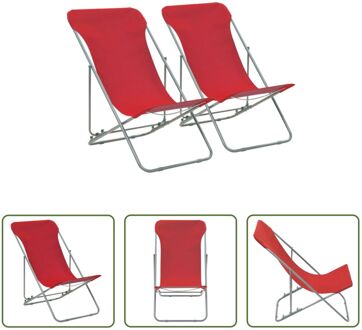 Strandstoelenset - 75 x 57 x 99 cm - 3 standen - Rood