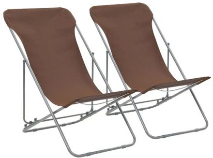 Strandstoelenset - Bruin - Gepoedercoat staal - 75 x 57 x 99 cm - Verstelbaar in 3 posities