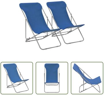 Strandstoelenset - Gepoedercoat staal - 75x57x99 cm - Blauw