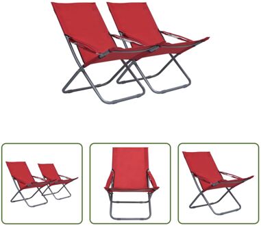 Strandstoelenset - Staal en Oxford stof - 58 x 76 x 88 cm - Rood - Verstelbaar