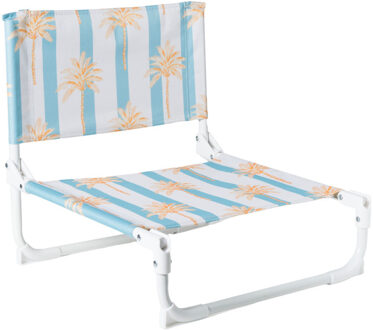 Strandstoeltje palmboom - blauw/wit - 45x45x46 cm