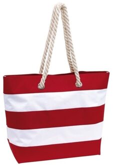 Strandtas Alicante - gestreept rood/wit - 47 x 14 x 34 cm - Beach bag - shopper