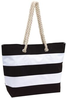 Strandtas Alicante - gestreept zwart/wit - 47 x 14 x 34 cm - Beach bag - shopper