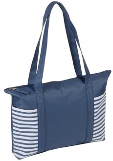 Strandtas met streepmotief - blauw/wit - 44 x 31 cm - Strandartikelen beach bags