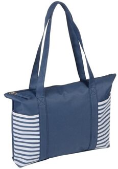 Strandtas met streepmotief - blauw/wit - 44 x 31 cm - Strandartikelen - Strandtassen