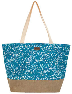 Strandtas palmbladeren blauw 37 x 39 cm