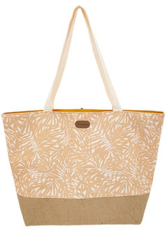 Strandtas palmbladeren geel 37 x 39 cm - Strandtassen