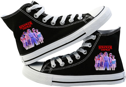 Stranger Things 2019 Canvas Shoes For Women Causal High Heel Lace Up Spring Women Shoes Kpop Print Sneaker Fashion Sneakers