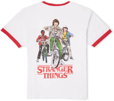 Stranger Things Biker Gang Unisex Ringer T-Shirt - White/Red - L - Wit