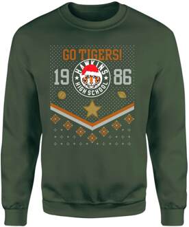 Stranger Things Christmas Go Tigers! Christmas Jumper - Green - M Groen