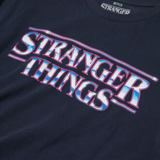 Stranger Things Chrome Logo Men's T-Shirt - Navy - S Blauw