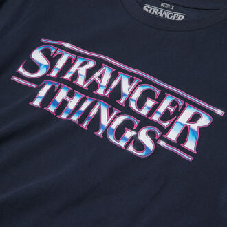 Stranger Things Chrome Logo Men's T-Shirt - Navy - XL - Navy blauw