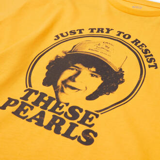 Stranger Things Dustin's Pearls Women's Cropped T-Shirt - Mustard - S Geel
