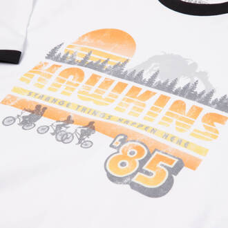 Stranger Things Hawkins '85 Unisex Ringer T-Shirt - White/Black - L Wit