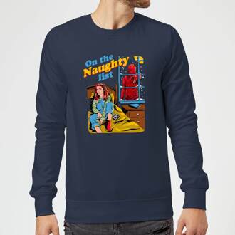 Stranger Things On The Naughty List Christmas Jumper - Navy - S Blauw