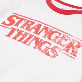 Stranger Things Vintage Logo Unisex Ringer T-Shirt - White/Red - L - Wit