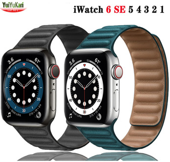 Strap for Apple watch band 44mm 40mm correa iWatch band 42mm 38mm magnetic loop belt Leather Link bracelet for series 6 5 4 3 SE