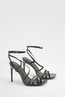 Strappy Asymmetric Heels, Black - 7