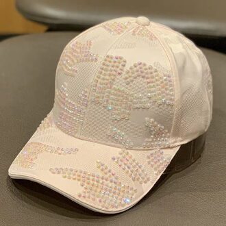 Strass Baseball Cap Bvintage Luxe Vrouw Cowboy Baseball Cap Bloem Patroon Gorras Vrouwelijke Glas Diamant Hoed roze
