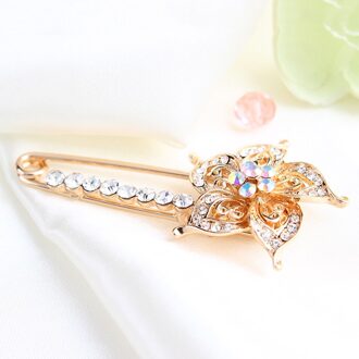 Strass Bloem Zinklegering Veiligheid Pin Broches Pak Trui Sjaals Clip