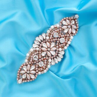 Strass Bruids Riem Hand Kralen Bridal Sash Crystal Wedding Riem Voor Bruiloft Accessoires TP106 roos gold106