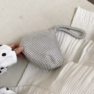 Strass Dames Kleine Tas Koreaanse Mode Trend Handtas Westerse Stijl All-Match Banket Kleine Tas Zilver