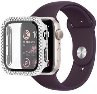 Strass Decoratief Apple Watch SE (2022)/SE/6/5/4 Cover met Screenprotector - 40mm - Zilver