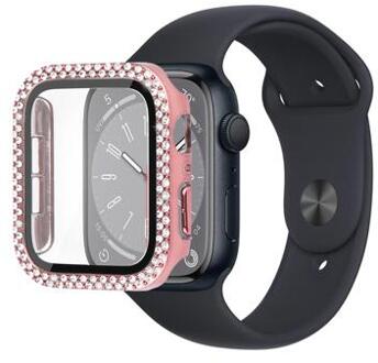Strass Decoratief Apple Watch Series 9/8/7 Case met Screenprotector - 41mm - Roze