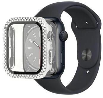 Strass Decoratief Apple Watch Series 9/8/7 Case met Screenprotector - 41mm - Zilver