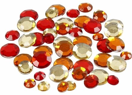 Strass steentjes - rood mix - 360x stuks - rond - hobby materialen