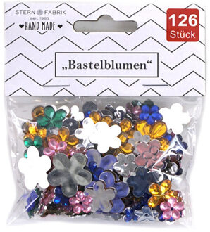 Strass stenen - bloem - 126x - gekleurd - knutsel/decoratie