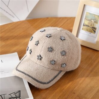 Strass ster baseball hoed herfst winter baseball hoed mode straat baseball hoed khaki