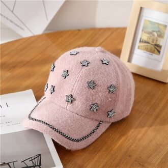 Strass ster baseball hoed herfst winter baseball hoed mode straat baseball hoed roze