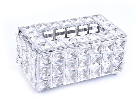 Strass Tissue Doos Papier Rack Kantoor Tafel Accessoires Facial Case Houder Servet Lade Voor Thuis Hotel Auto Zilver
