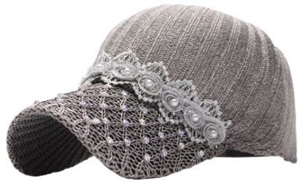 Strass Vrouwen Cap Ademend Mesh Zomer Baseball Cap Bloemen Kant Snapback Vrouwelijke Hoed Gebogen Zonnehoed Casquette grijs