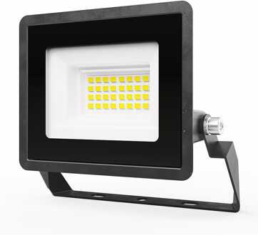 Stratos - LED Breedstraler 20 Watt 1620 Lumen - 6500K Daglicht wit licht - IP65 waterdicht - 15cm Kabel - Schijnwerper Zwart