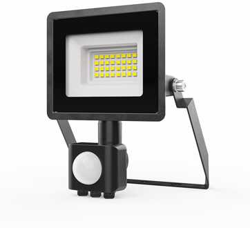 Stratos - LED Breedstraler met bewegingssensor - 20 Watt 1620 Lumen - 4000K Neutraal wit licht - IP65 Waterdicht - 15cm Kabel Zwart