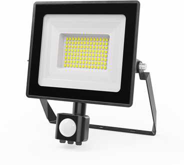 Stratos - LED Breedstraler met bewegingssensor - 50 Watt 4270 Lumen - 6500K Daglicht wit licht - IP65 Waterdicht - 15cm Kabel Zwart